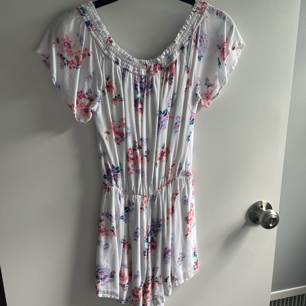 Hollister White Floral Smocked Romper